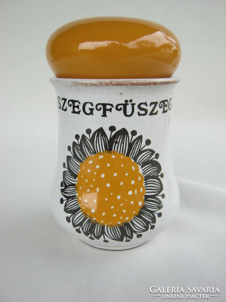 Városlőd majolica sunflower pattern spice holder with clove inscription