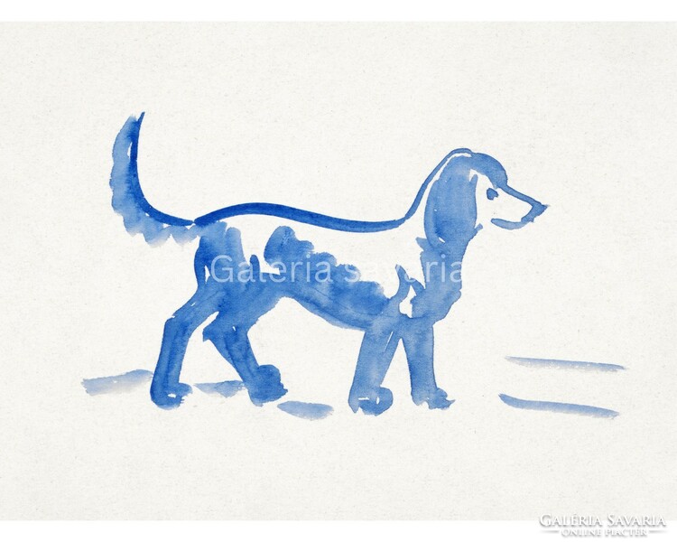 Arnold Peter Weisz-Kubínčan Kék kutya alkotás reprodukciója, poszter, plakát, nyomat 40*27 cm