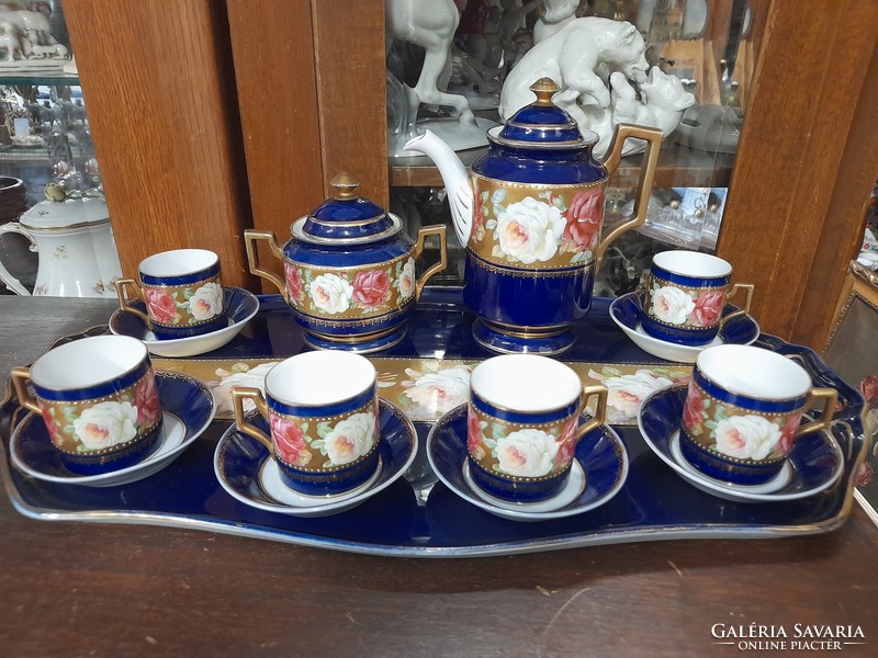 Old eichwald bloch & co 1918-1939 rose porcelain 6-person mocha, coffee set, set.