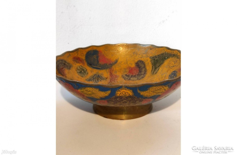Indian copper bowl, hand painted, serving bowl, centerpiece, decorative bowl