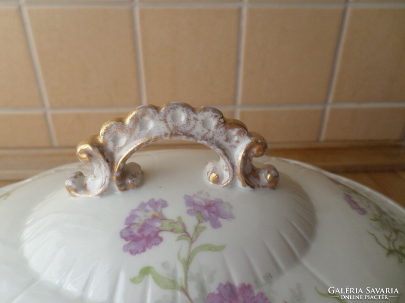 Old-antique art nouveau porcelain ragu bowl with lid