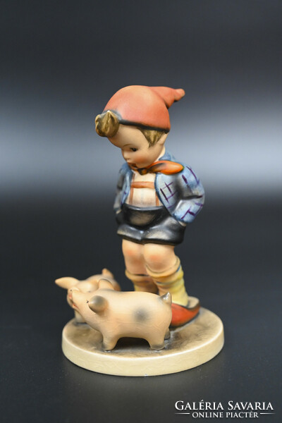 Large Hummel porcelain statue, boy with piggies