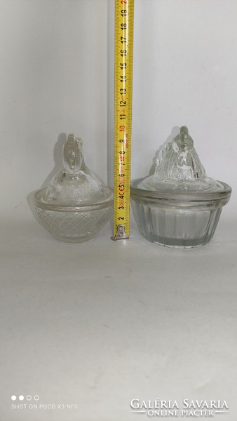 Two pieces of figural hen shape with a glass lid storage chicken butter holder