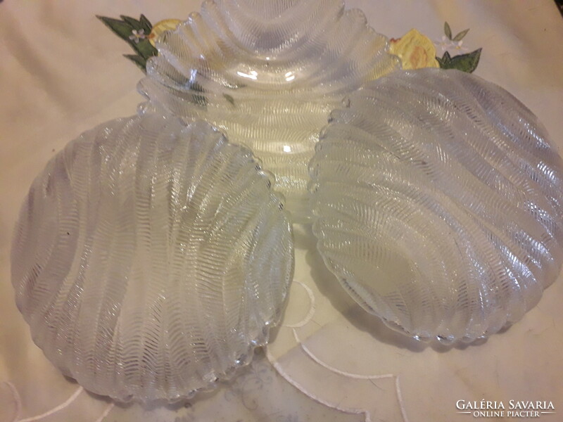 Glass salad bowl with printed pattern 3 pcs. Together. 27X4 cm.