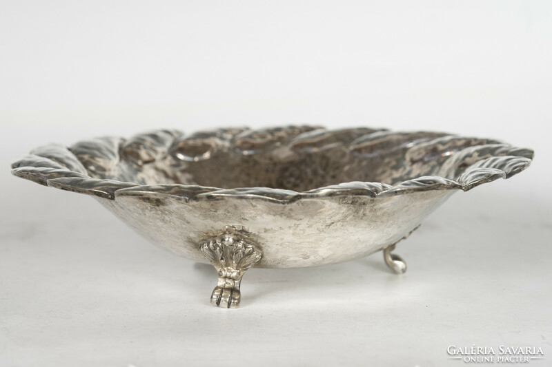 Silver hand-hammered footed bowl
