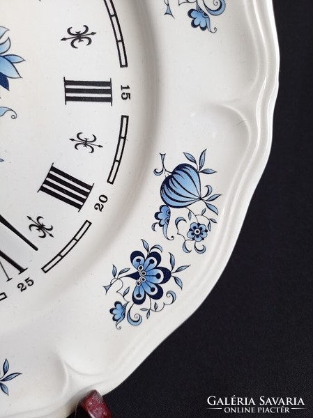 French porcelain wall clock with blue onion pattern