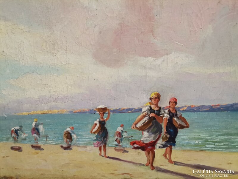 Painting by Zoltán Ott /1881 - 1953 /washers