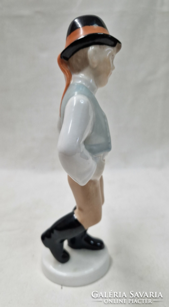 Old rare Aquincum porcelain dancing boy figurine in perfect condition 16 cm.