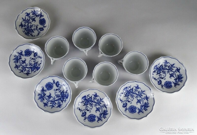 1Q291 Hat darabos Meisseni hagymamintás kék fehér porcelán kávéskészlet