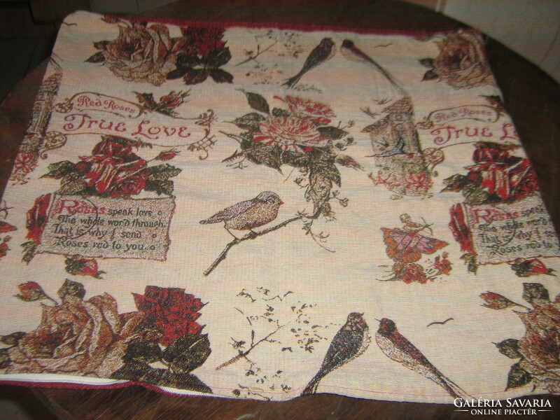 Beautiful machine-woven tapestry special vintage decorative pillow with flowers and birds