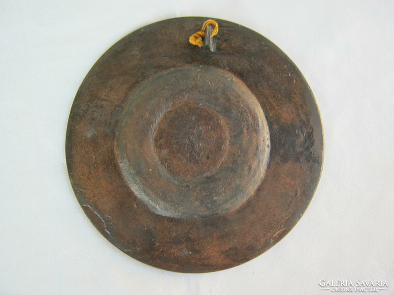 Copper or bronze wall decoration bowl with Budapest buildings
