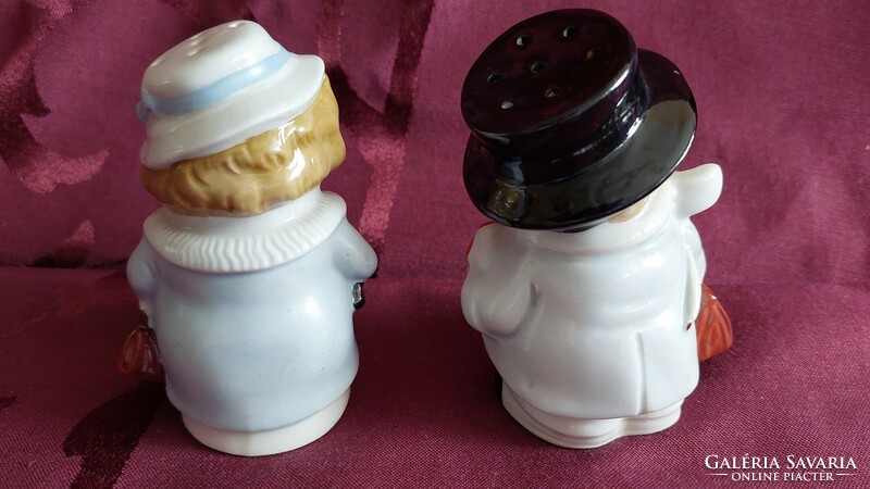 Lippelsdorf GDR porcelán sószóró, art deco figurák párban