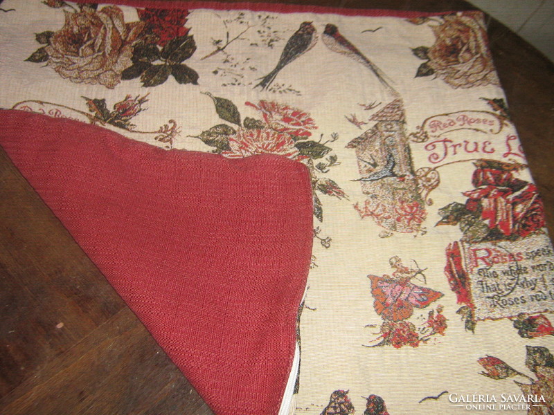 Beautiful machine-woven tapestry special vintage decorative pillow with flowers and birds