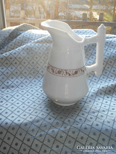 Antique - thick heavy coffee house porcelain jug - with picturesque serial number