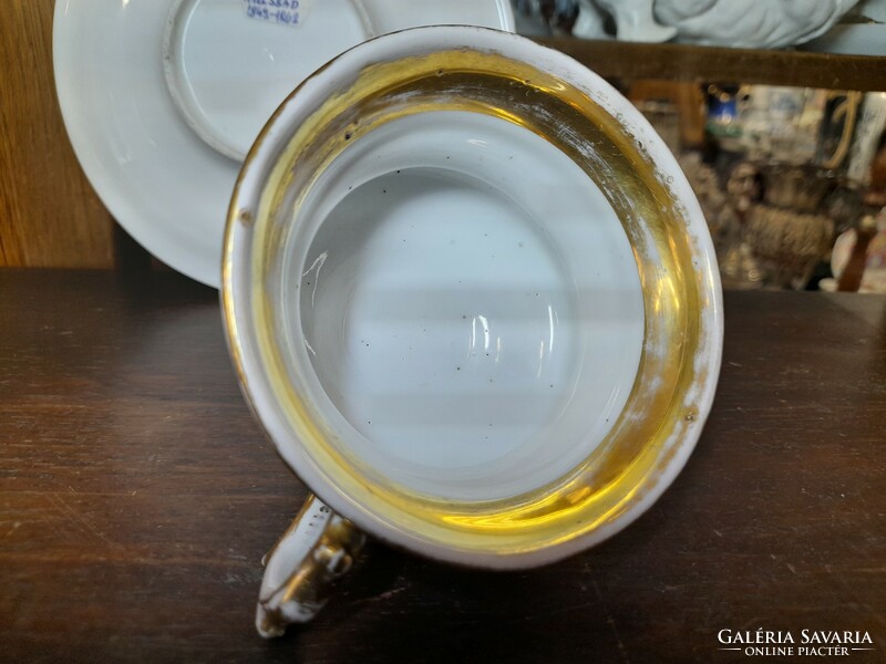 Bidermeier karlsbad aich 1849-1862 tea coffee cup set. Set.
