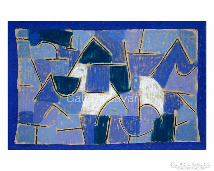 Látványos absztrakt kék festmény reprodukciója, nyomat, poszter 52 * 34 cm