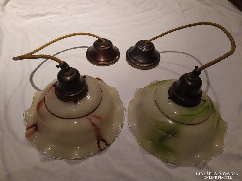 Pair of old ceiling suspension lamps