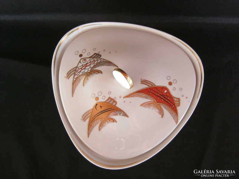 Wallendorf porcelain fish bonbonnier with a larger size lid with a gilded decoration