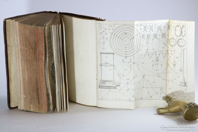 1755 - Redlhamer Fizika tankönyve 9 kihajtható rézmetszettel bőrkötésben !