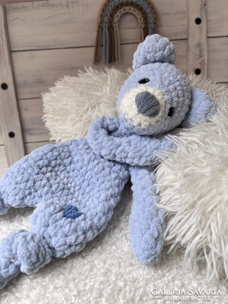 Crocheted, plush teddy bear sleeper