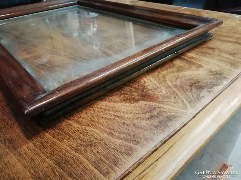 Old party car tray, with glass top