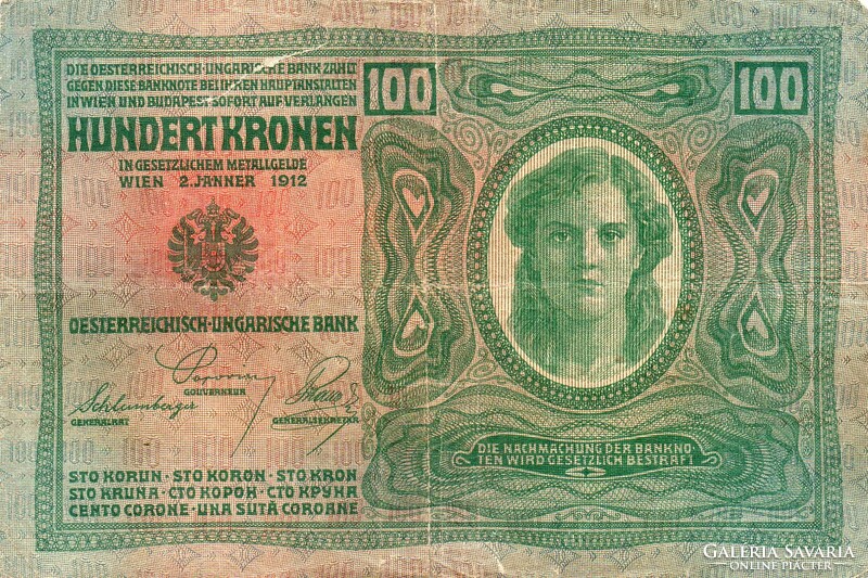 D - 279-  Külföldi bankjegyek:  Ausztria  1912  100 korona