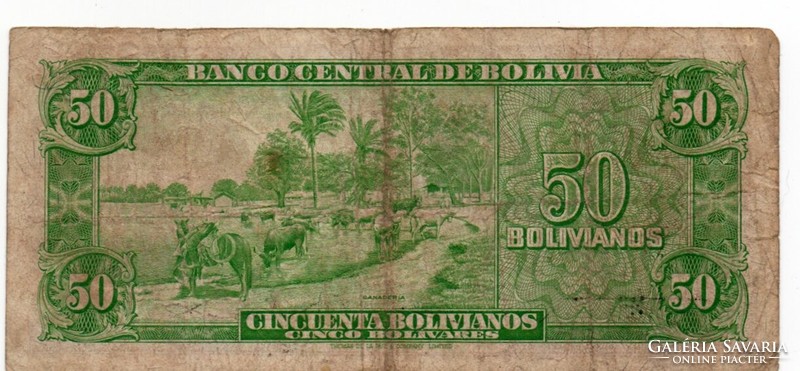 50    Bolivanos   1945   Bolivia