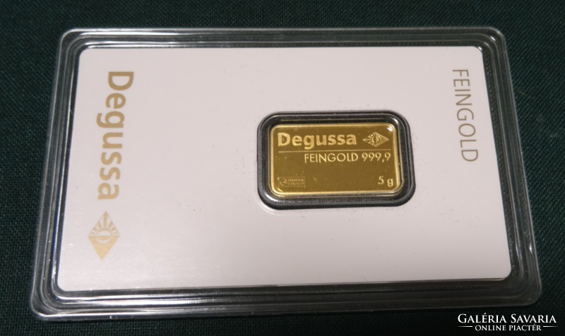 Degussa 5 g feingold gold bar 9999.9 original case