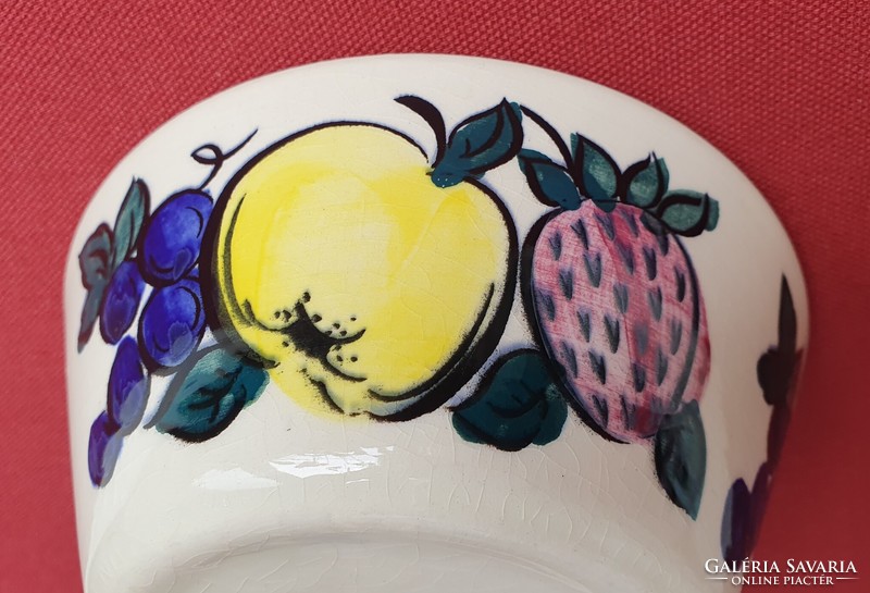 Vintage German porcelain muesli bowl bowl with strawberry grape apple fruit pattern