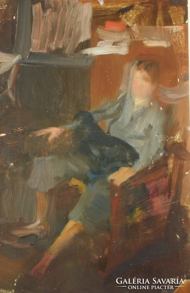 László Vinkler (1912-1980): riverside / h .: Sitting woman