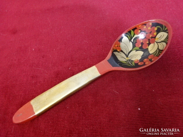 Russian. Wooden, painted spoon, length 20 cm. Jokai.