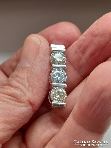 3.04Ct vvs1 h Valodi round 3-stone moissanite diamond 925 sterling silver pendant