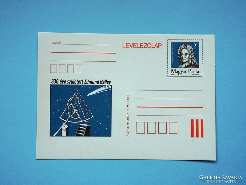 Stamp postcard (m2/3) - 1986. Edmund Halley was born 330 years ago