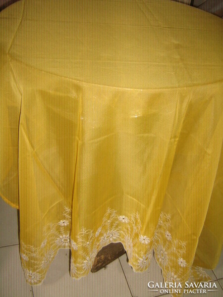 Beautiful yellow and white floral madeira embroidered curtain