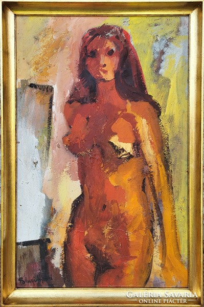 105x70cm !! Bényi Árpád (1931 - 2006) Akt c. Képcsarnokos festménye Eredeti Garanciával!