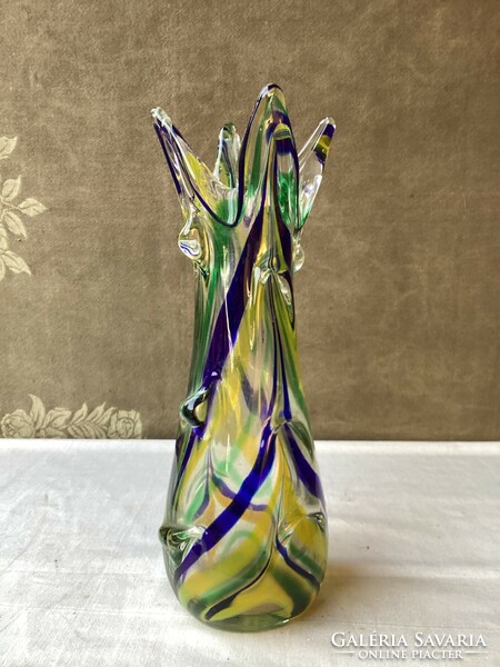 Retro művészi üveg váza 37 cm.