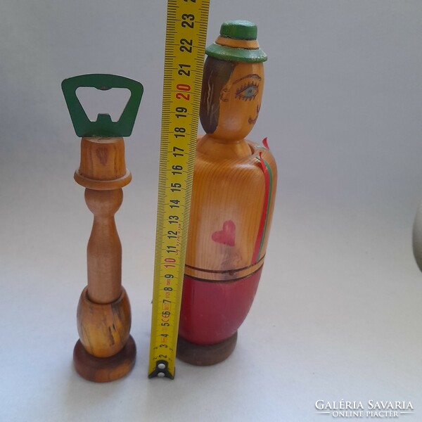 Beer opener and wooden figure - funny whistling pointers