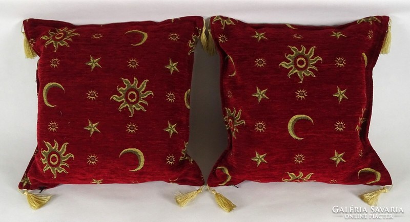 1Q997 sun and moon decorative burgundy decorative pillow pair 40 x 42 cm