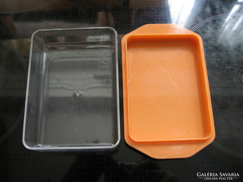 Retro orange-transparent plastic butter holder