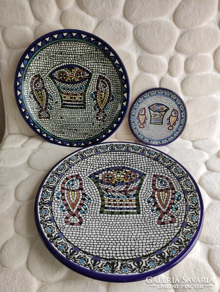 Jerusalem mosaic fish ceramic wall plate package