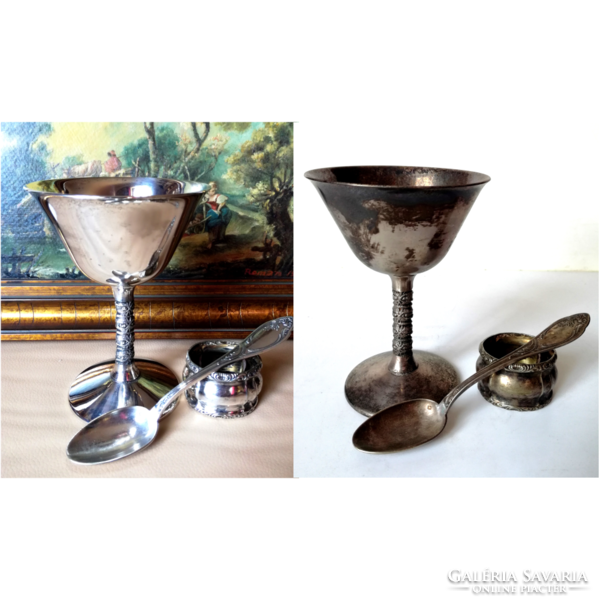 Antique silver plated christening set
