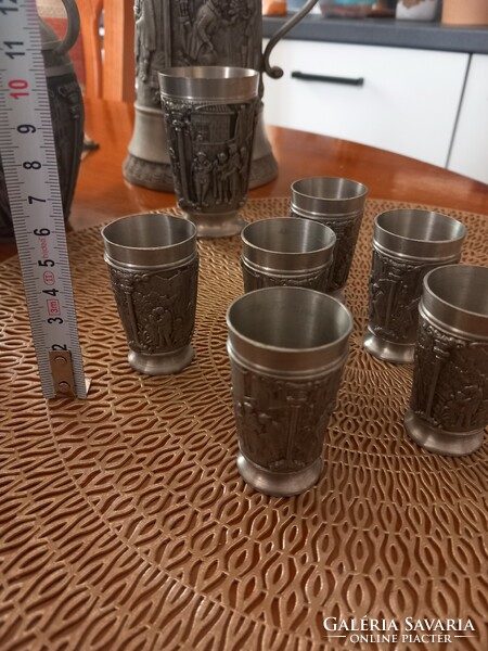 Set of pewter cups and glasses