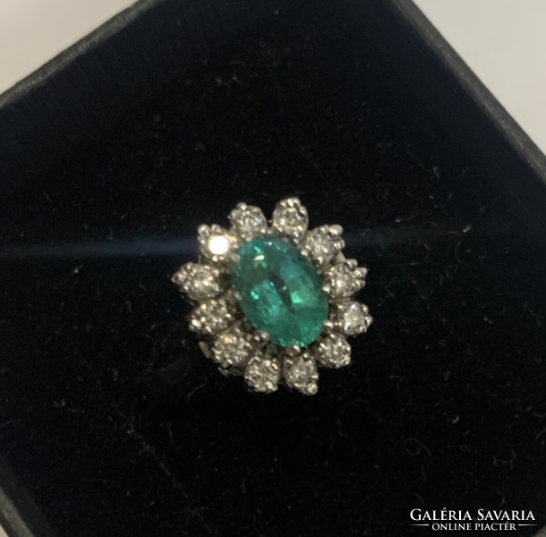 Margaret gold ring with 0.30 Ct diamonds and emeralds. With certificate