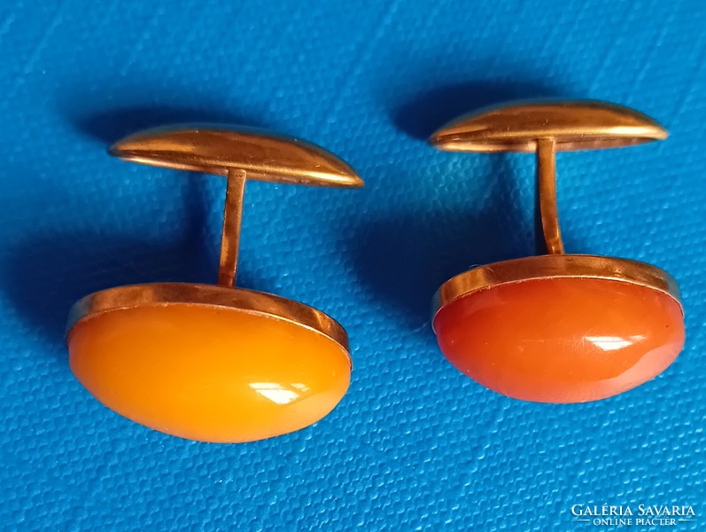 Antique amber cufflink beautiful yellow color