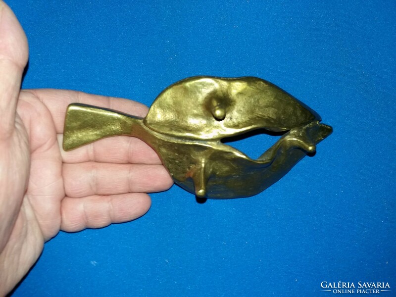 Old art deco heavy copper fish-shaped craftsman pen holder table decoration leaf weight 15cm according to pictures