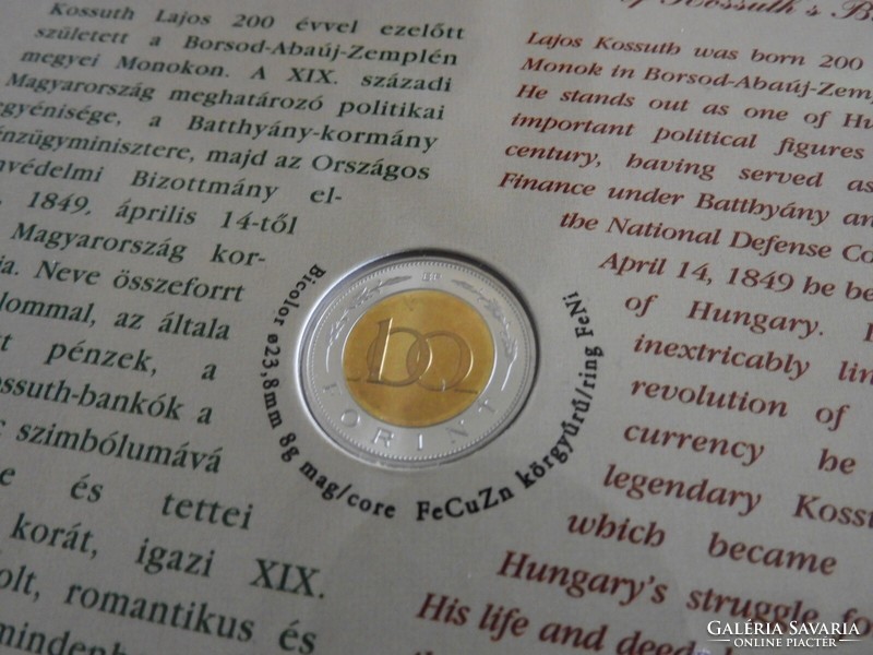 2002 Kossuth 100 Forint forgalmi sor PP gyönyörű aranyozással, Kossuth nem kopott! csak 3000 db! II.