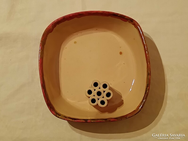 Ikebana holder Hódmezővásárhely ceramics 18x18x5.5cm