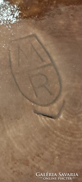 Régi ónfedeles sörös korsó, hajós kerámia korsó (M4630)