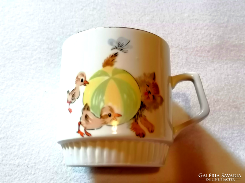 Rare eighties cat and duck story mug in collector's condition