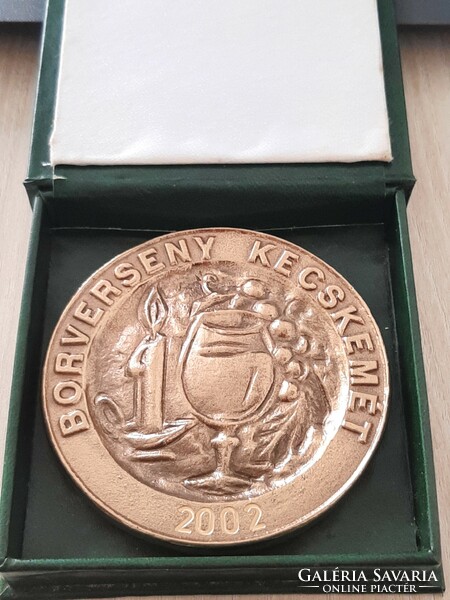 Kecskemét wine competition copper commemorative plaque in an 8.5 cm box